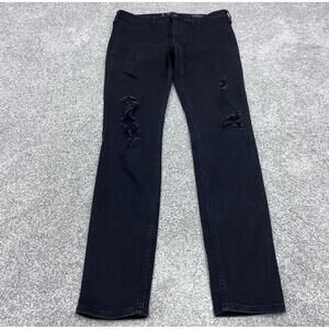 Hollister Jeans Low Rise Jean Legging Skinny Black Distressed Faux Pockets 7L